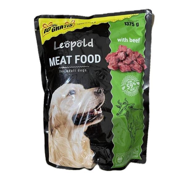Корм для собак Леопольд М'ясний з яловичиною 59% м'яса пауч 1250 г (000021356) Корм для собак Леопольд М'ясний з яловичиною 59% м'яса пауч 1250 г (000021356)