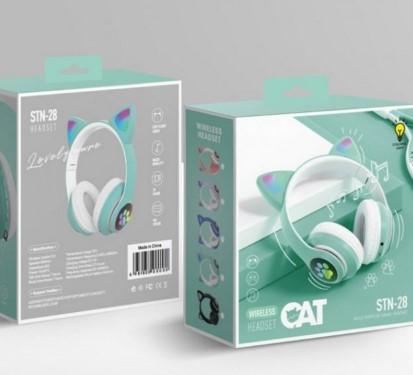 Наушники STN-28 с кошачьими ушками с Bluetooth гарнитурой и LED подсветкой Мятный - фото 6 Наушники STN-28 с кошачьими ушками с Bluetooth гарнитурой и LED подсветкой Мятный - фото 6