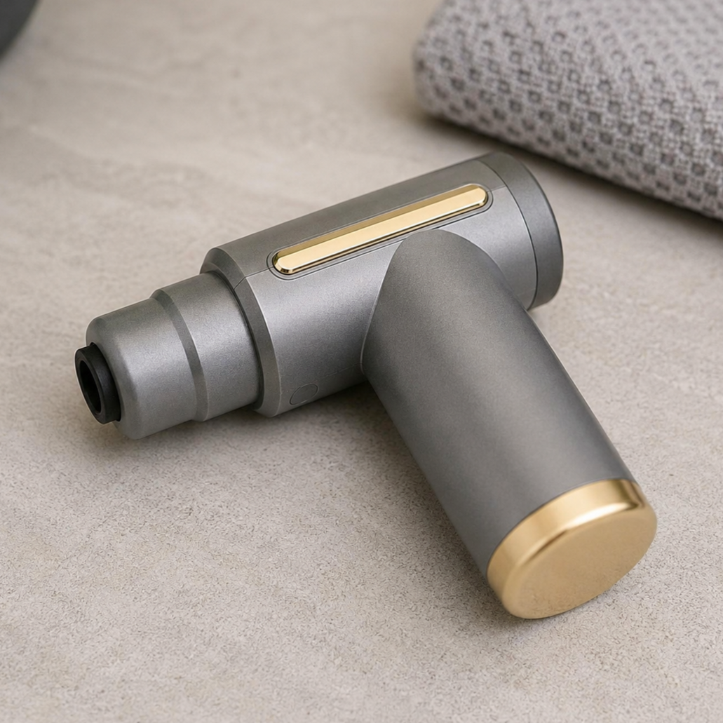Массажер перкуссионный Massage Gun ударный аккумуляторный для спины и тела с 4 насадками Массажер перкуссионный Massage Gun ударный аккумуляторный для спины и тела с 4 насадками