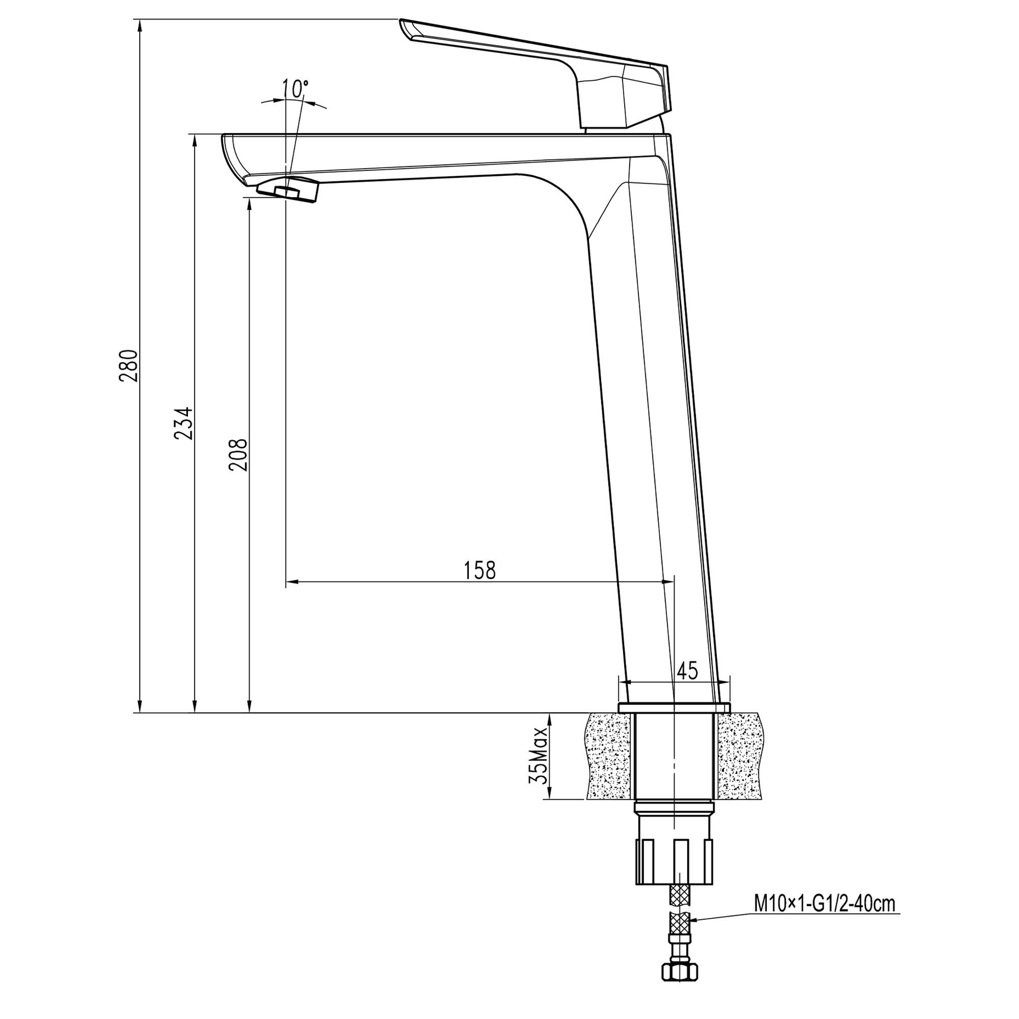 Змішувач для умивальника TOPAZ LEXI TL 21203-H57-BL 000020992 високий одноважільний Хром (108663) - фото 4