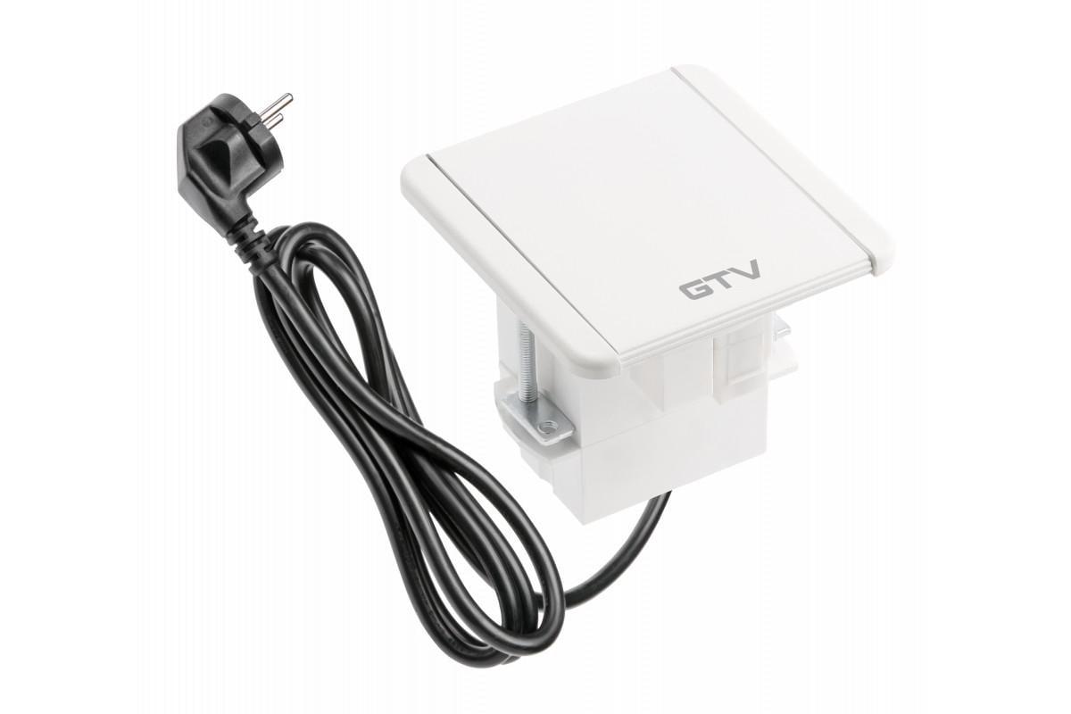 Подовжувач врізний квадратний GTV FLIP Schuko 2xUSB RJ45 HDMI 1,5 м Білий (27848913)