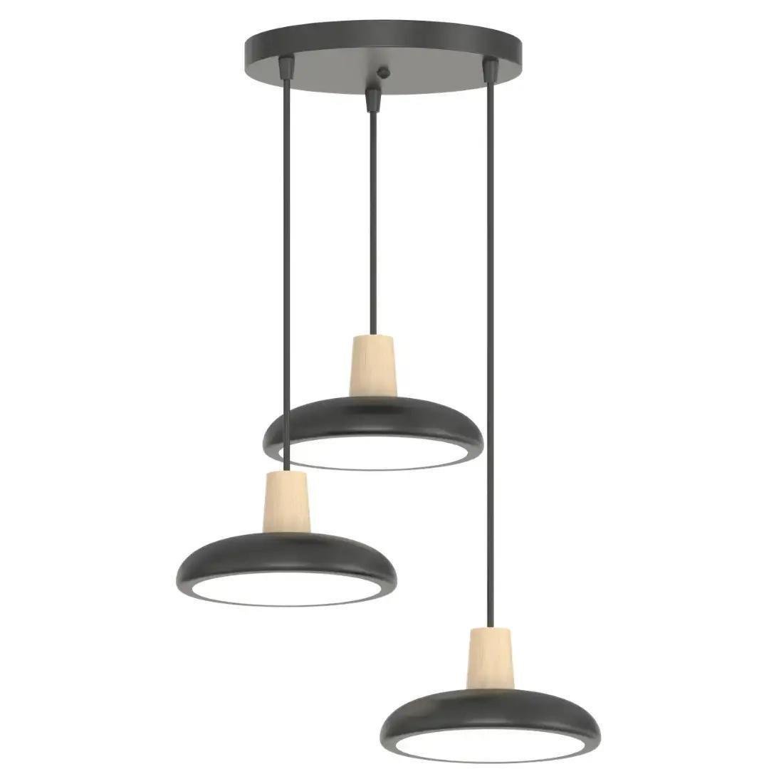 Підвісна LED-люстра Valeso V-XI3342-3P BK+Wood 72W (28687605)