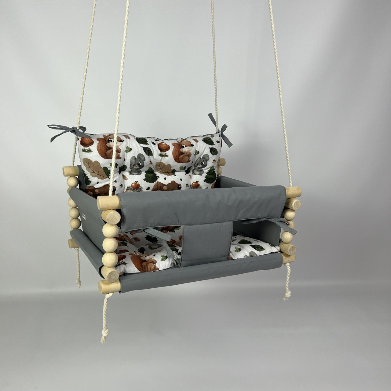 Дитяча гойдалка підвісна бавовняна Джуніор з лісом Сірий (gs-8660)
