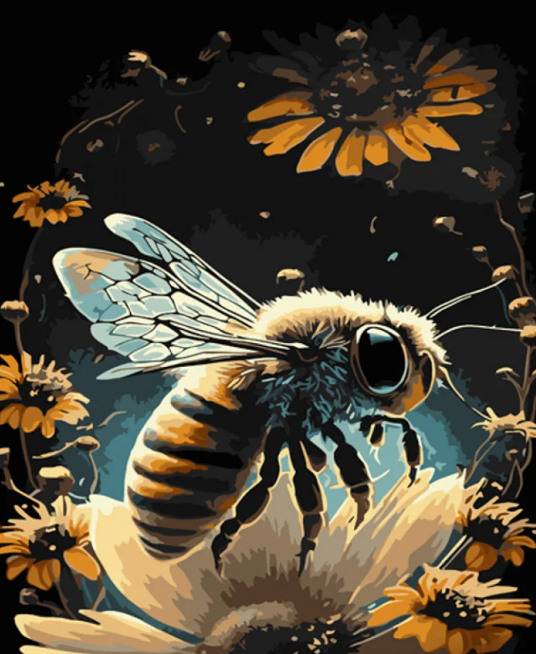 Картина по номерам Strateg Пчела среди цветов 40x50 см (GS1003)