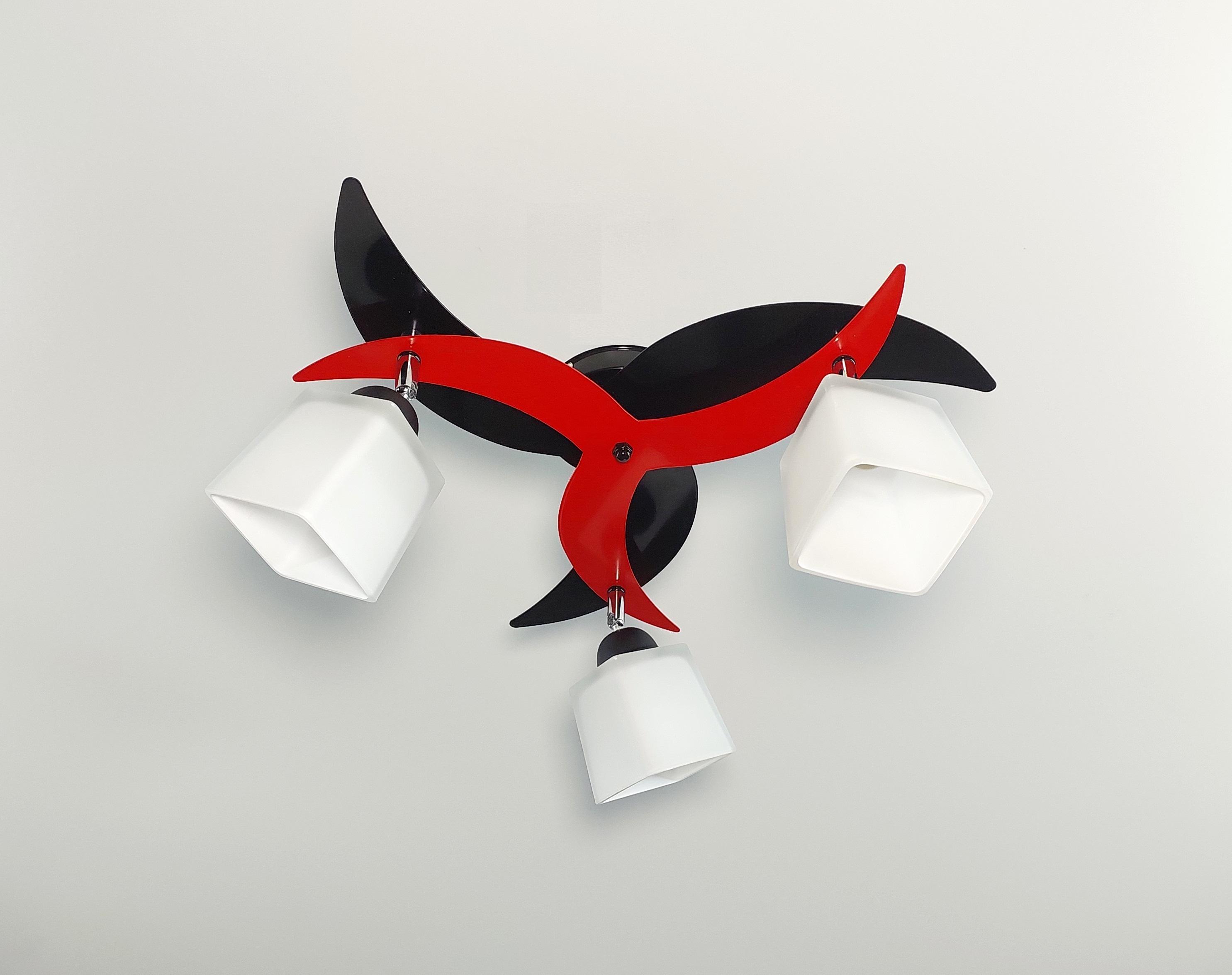 Люстра стельова 8008 3А на три поворотні плафони Чорний/Червоний - фото 2 Люстра стельова 8008 3А на три поворотні плафони Чорний/Червоний - фото 2