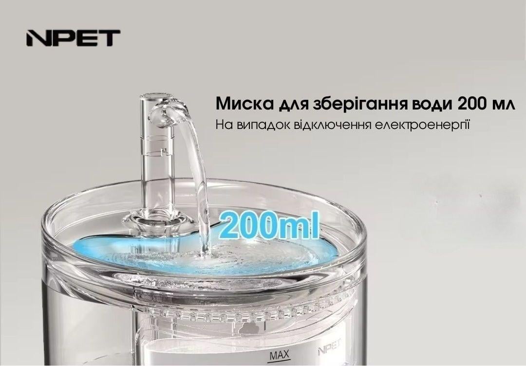 Поилка фонтан для кошек и собак NPET WF050 1,5 л с фильтром Прозрачный (1456288345) - фото 6 Поилка фонтан для кошек и собак NPET WF050 1,5 л с фильтром Прозрачный (1456288345) - фото 6