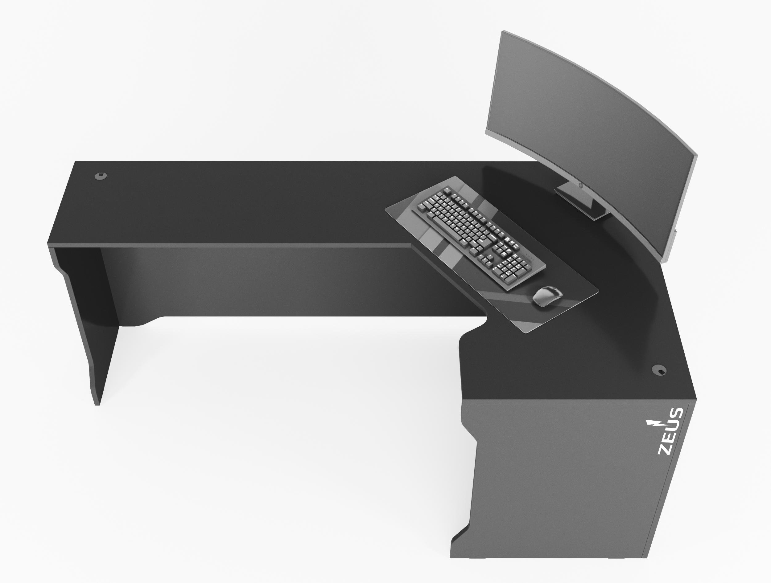 Стол геймерский угловой Zeus Revolver-1 ЛДСП Черный (Rev-1B)