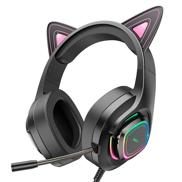 Наушники игровые проводные Hoco W107 Luminous Cat Ear Gaming headphones Phantom Cat (13749634)