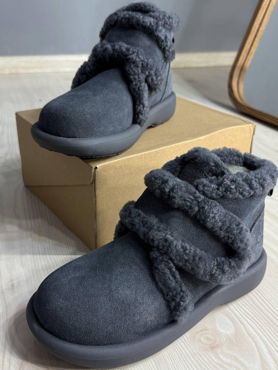 Черевики жіночі Hengji 13-9 уггі замшеві на хутрі з опушкою р. 38 Сірий (5645) - фото 1