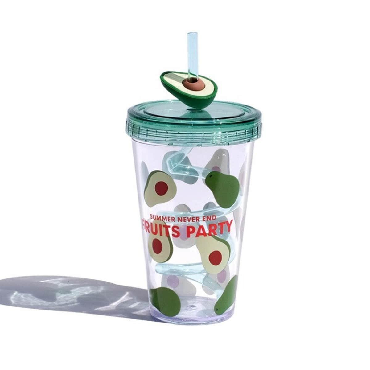 Тамблер-склянка Авокадо акриловий з трубочкою 380 мл (69-977)