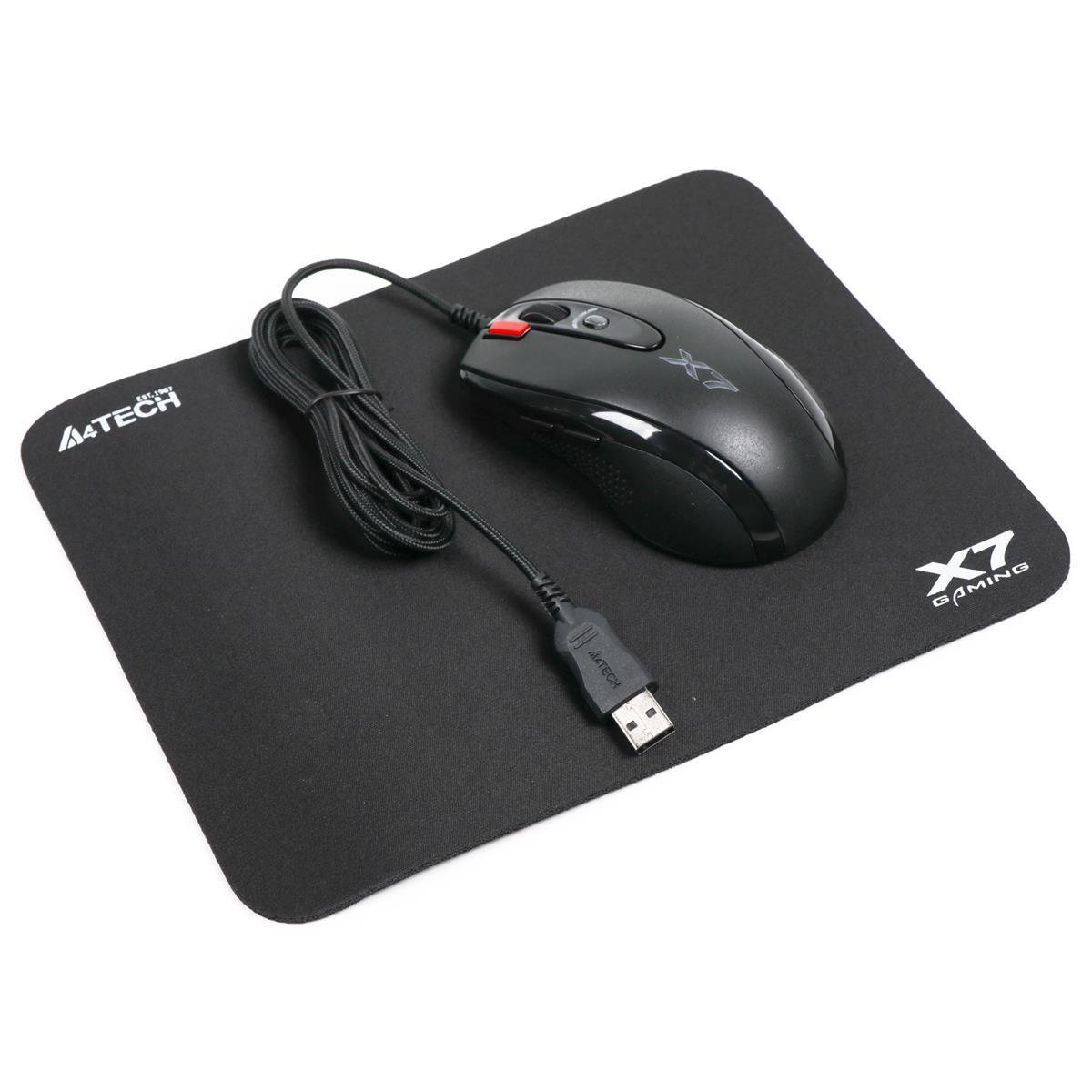 Компьютерная мышка проводная A4Tech X-710BK и ковриком X7-200MP Black (26712166)