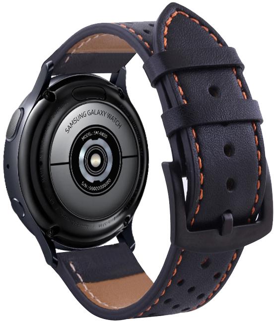 Ремешок кожаный Classico для Galaxy Watch Active 2 40/44 мм Black/Orange (16950)