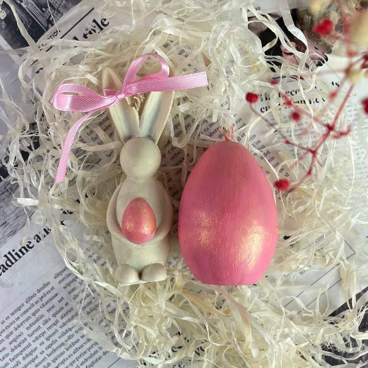 Набор восковых свечей Зайчик с яйцом Розовый (1423_7-161)