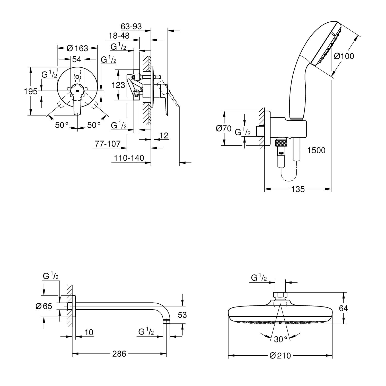 Душова система прихованого монтажу Grohe QuickFix Start UA202802R2 (1018) - фото 2