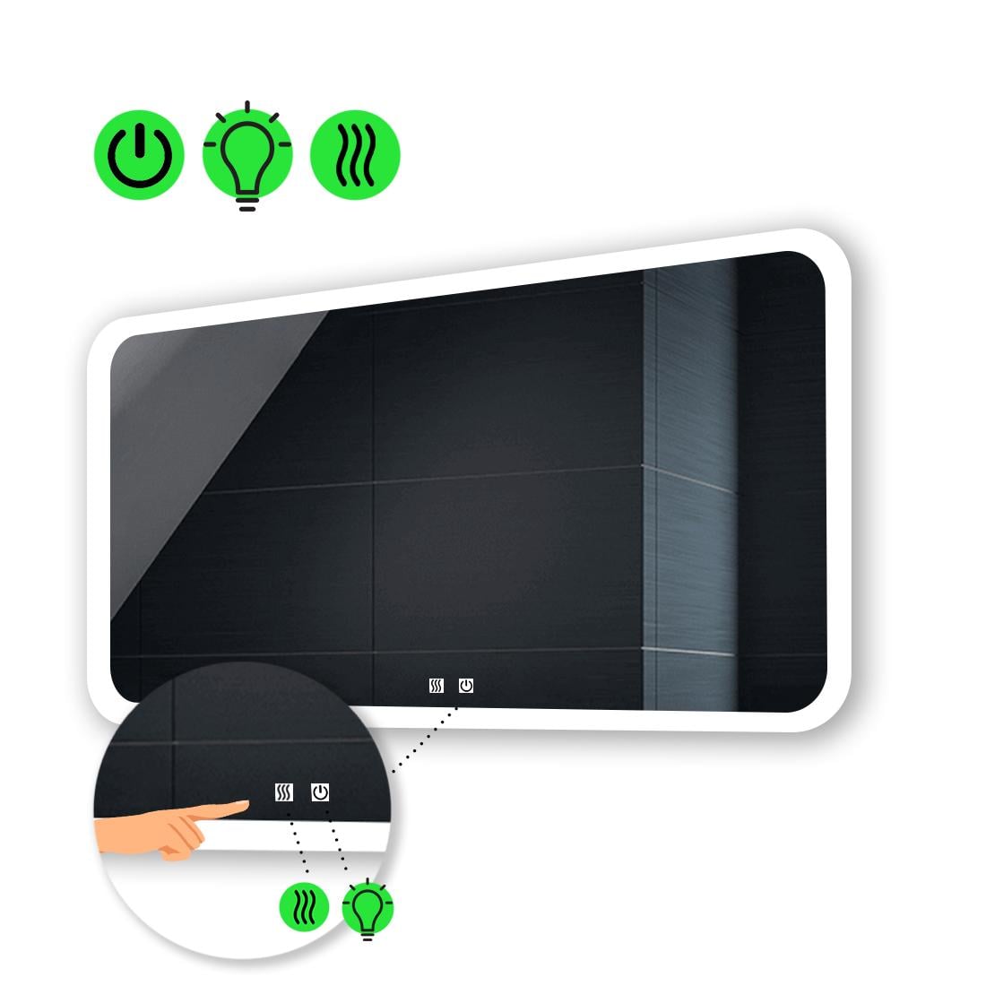 LED-зеркало 70x60 см с двумя сенсорами и подогревом Ahana (Ahanag12)