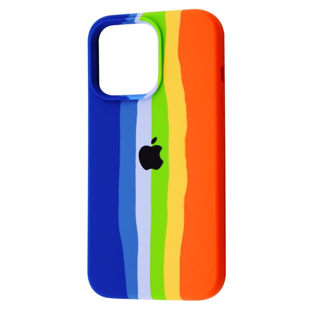 Чохол із м'якою підкладкою PRC Rainbow Silicone Case iPhone 13 Pro blue/orange З малюнком Помаранчевий