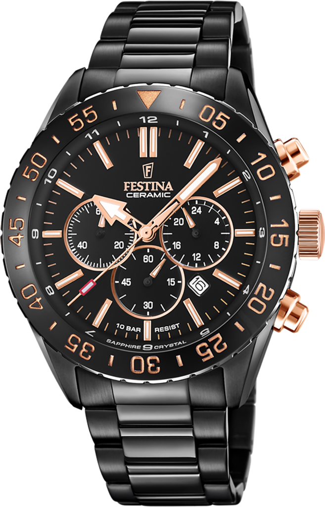 Наручные часы мужские Festina F20577/1 Ceramic со стальным корпусом/сапфировым стеклом WR 100 м и черным циферблатом Наручные часы мужские Festina F20577/1 Ceramic со стальным корпусом/сапфировым стеклом WR 100 м и черным циферблатом