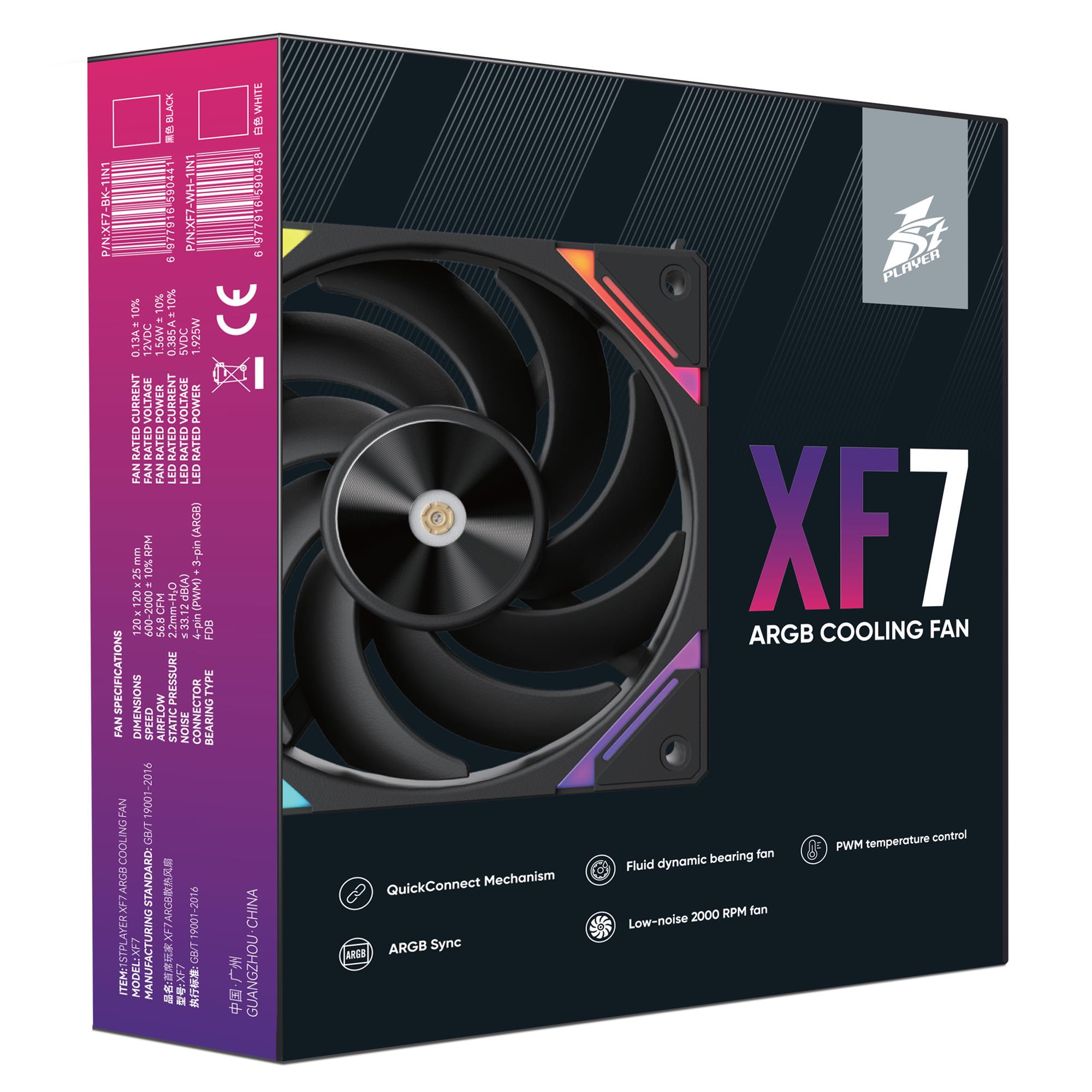 ᐉ Вентилятор корпусний 1stPlayer XF7 ARGB 120 мм Black (XF7-BK
