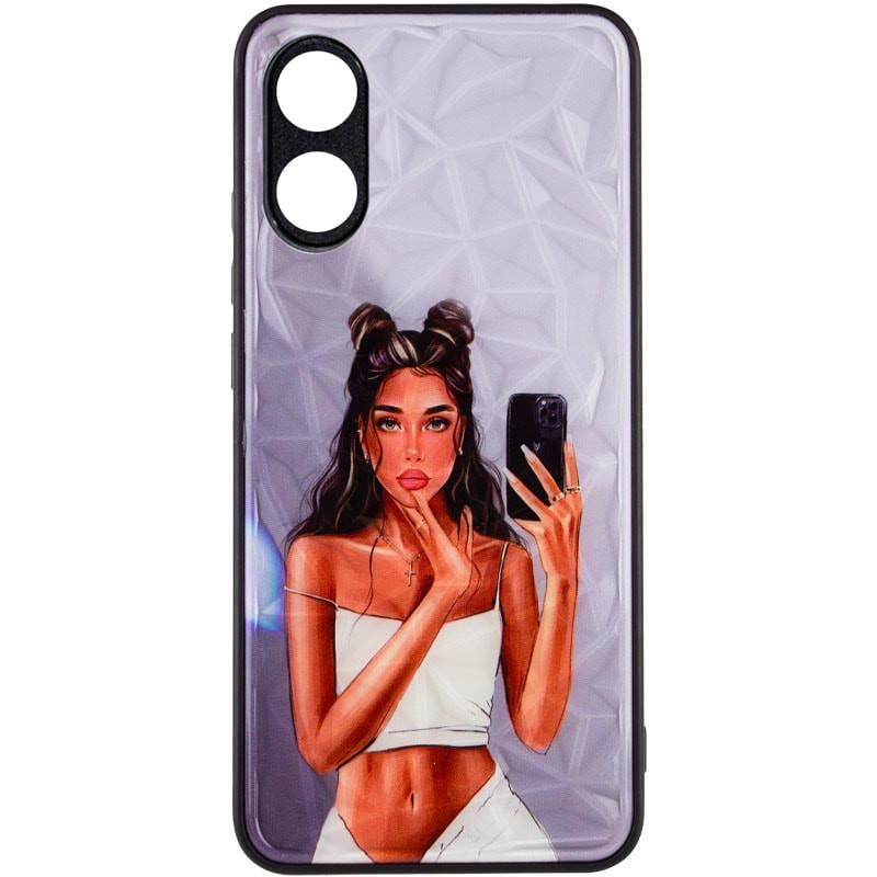 Противоударный TPU+PC чехол Prisma Ladies для Oppo A38 / A18 Black in White