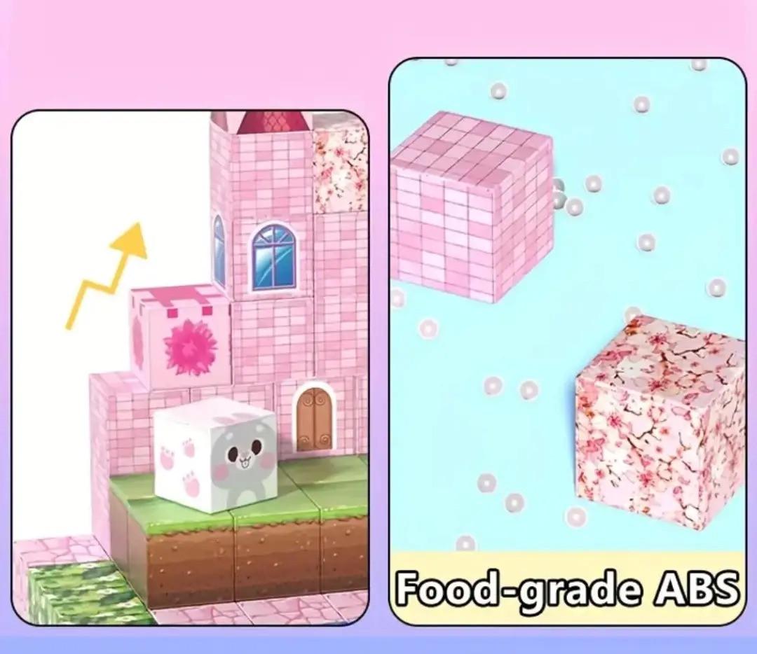 Конструктор магнітний Майнкрафт Замок принцеси з садом 96 кубиків - фото 2