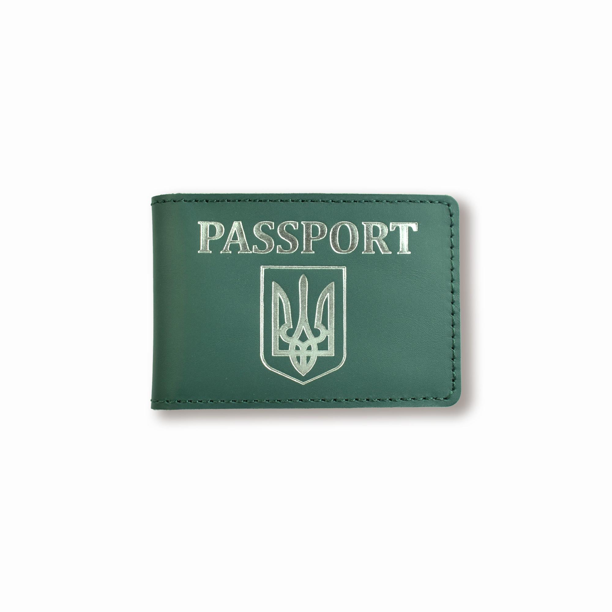 Обложка для ID-карты PASSPORT с гербом Зеленый с серебряным