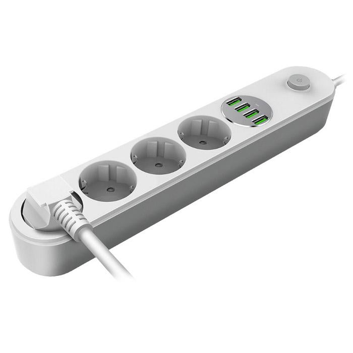 Сетевой фильтр ColorWay CW-CHE44W 4 розетки 4 USB-A 2 м White (26075609) - фото 2 Сетевой фильтр ColorWay CW-CHE44W 4 розетки 4 USB-A 2 м White (26075609) - фото 2