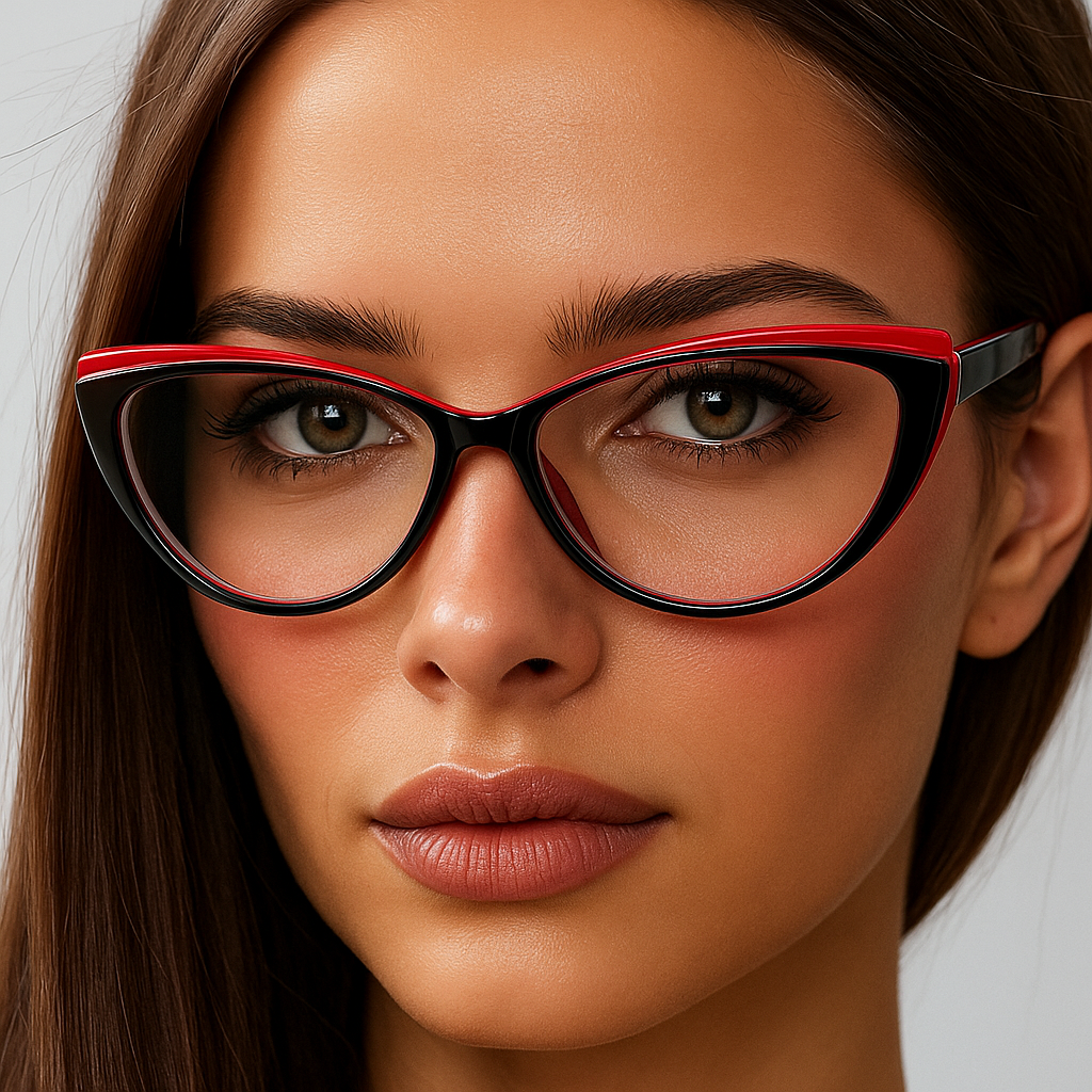 Окуляри жіночі з міцною пластиковою оправою та прозорими лінзами для читання плюс та мінус -2.5 Червоний (550)