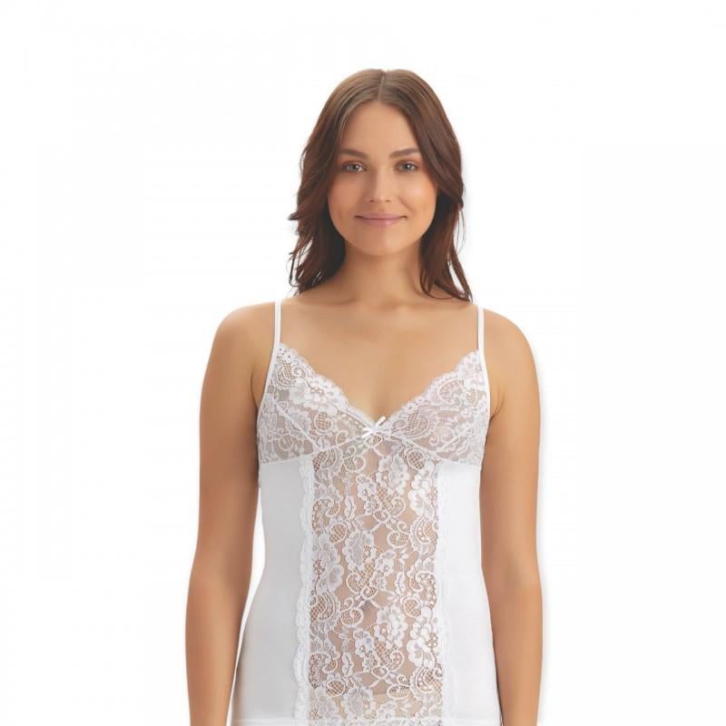 Майка женская BAYKAR хлопковая с кружевом XL р. 50-52 Белый (6692-01)