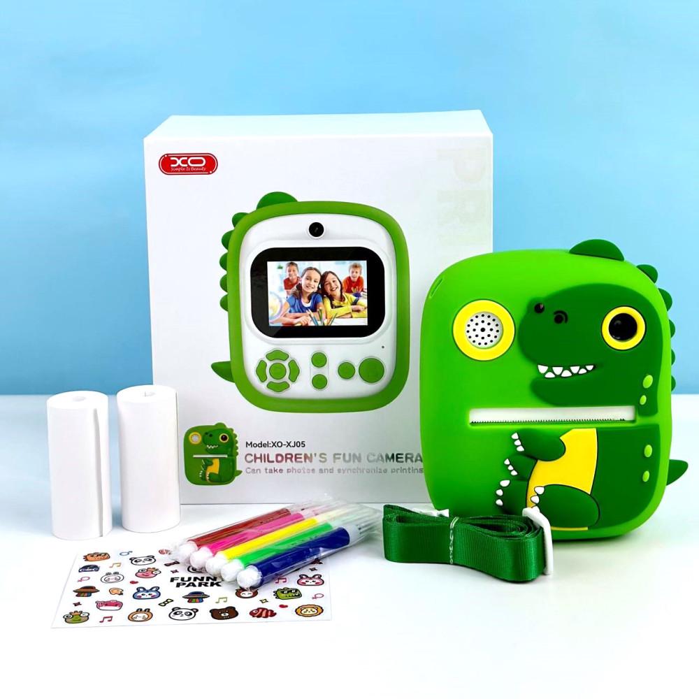 Детский фотоаппарат XO XJ05 12М моментальной печати MP3/Селфи Зеленый Дино (XJ05)