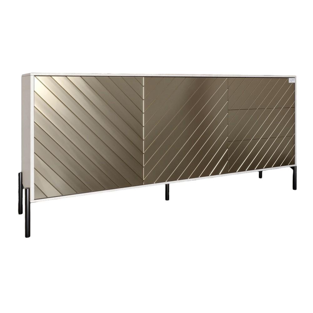 Комод Lion Амарант з чорними металевими ніжками 168x40x76,5 см Бетон Style/Перламутровий металік (000-000-1889) - фото 2