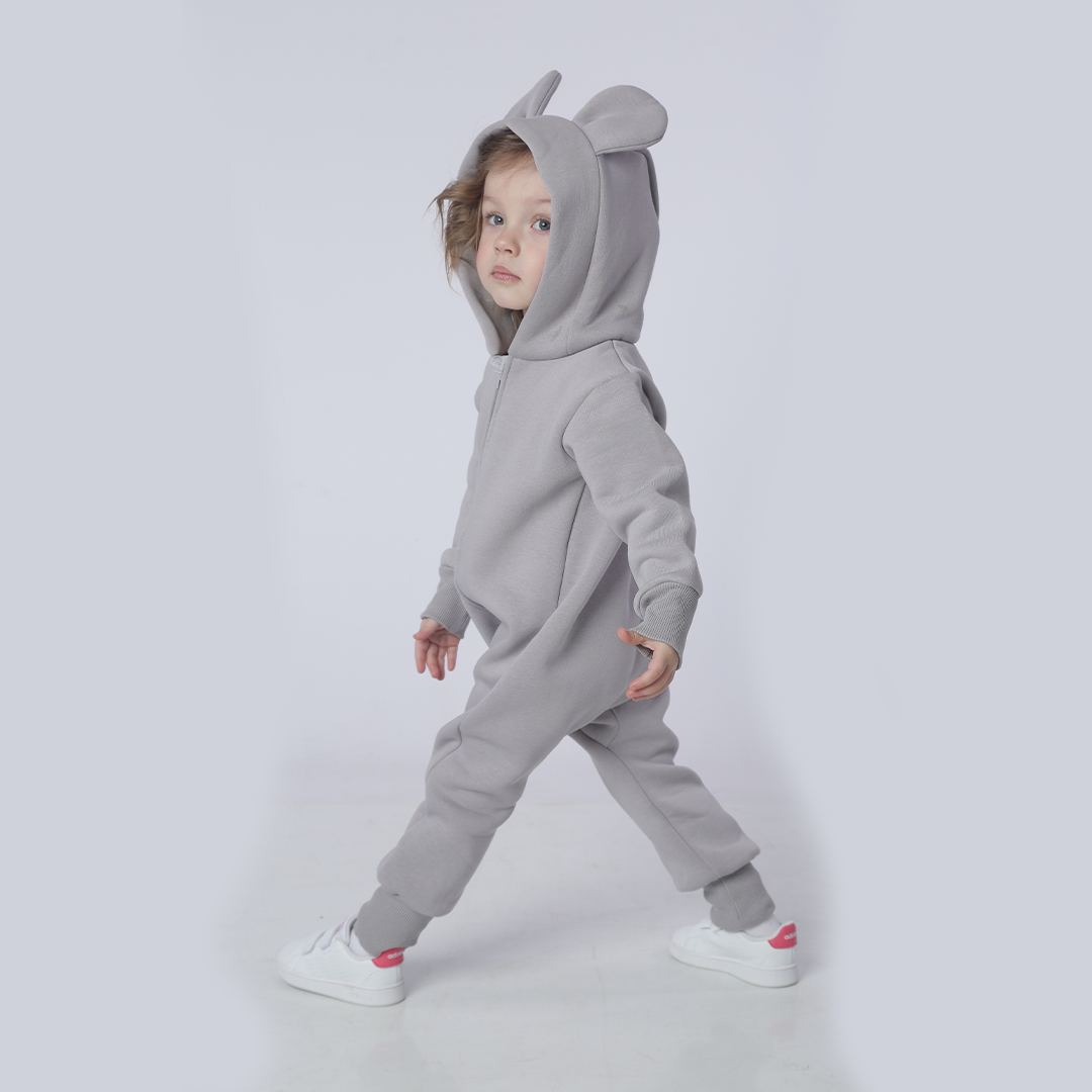 Комбинезон детский BUNNY BOX Микки с ушками триника утепленный р. 80 Серый (16580) - фото 3