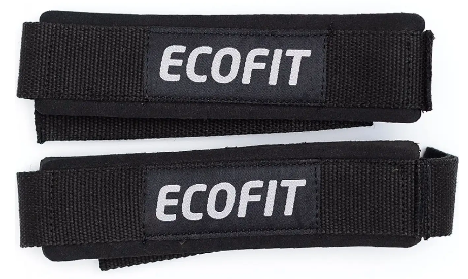 Лямки для становой тяги штанги пары атлетические Ecofit MD5085 полиэстер/хлопок 55х3,5 см Черный (2021103216)