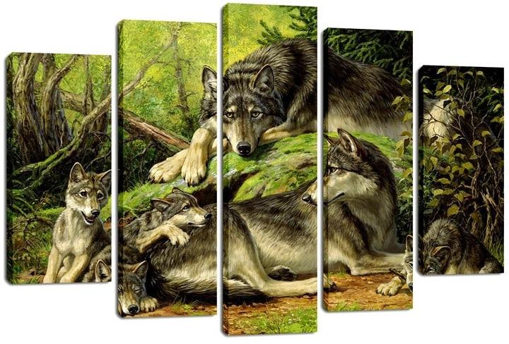 Картина модульная на холсте DK Волчья семья 80x108 см (PLM5-164)