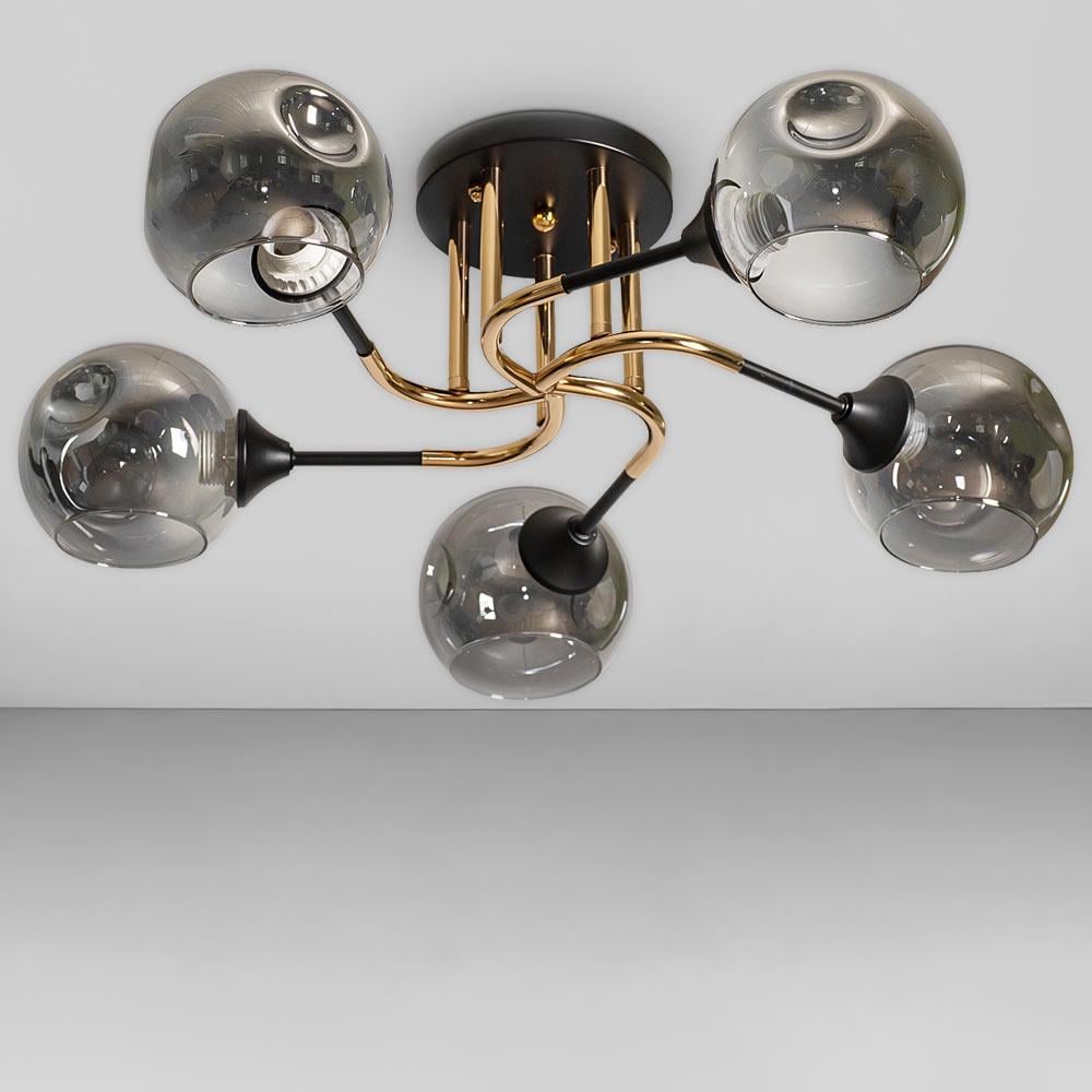 Люстра потолочная Light House SC-18733/5 FG+BK d 550х210 мм Черный/Золотой/Стальной