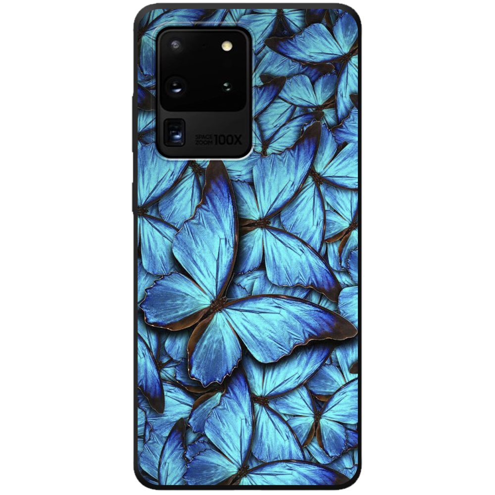 Чехол Boxface Samsung G988 Galaxy S20 Ultra лазурные бабочки Черный силикон (38878-up1550-44015)