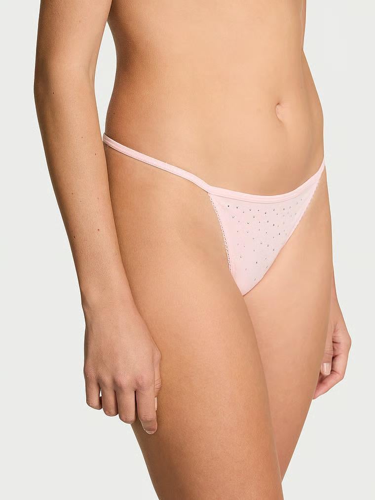 Трусики стринги Victoria's Secret Stretch Cotton Sparkle V-String Panty S Розовый (27212046)