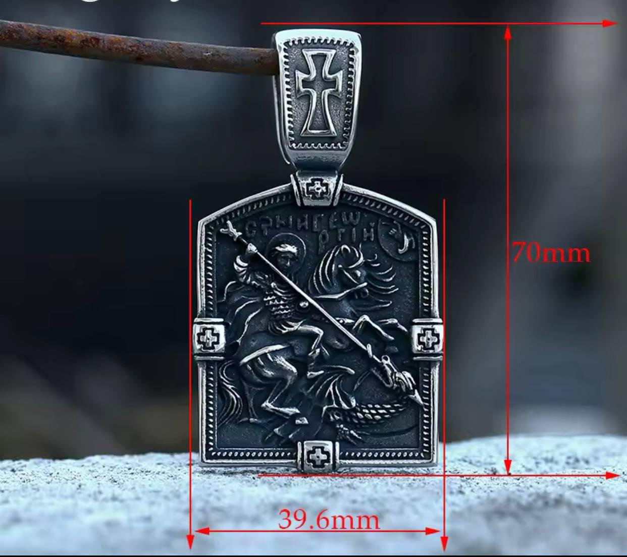 Колье оберег LITAURS на шелковом шнуре кулон двусторонний с молитвой Георгий победитель (250305) - фото 4
