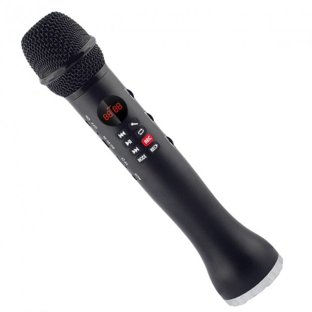 Микрофон беспроводной MicMagic L598 для караоке с колонкой и функцией записи песен Черный (00030)