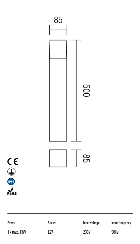 Стовпчик Redo Togo St50 E27 1X13 W Ip44 Dg 5.1.1 (9266) - фото 4