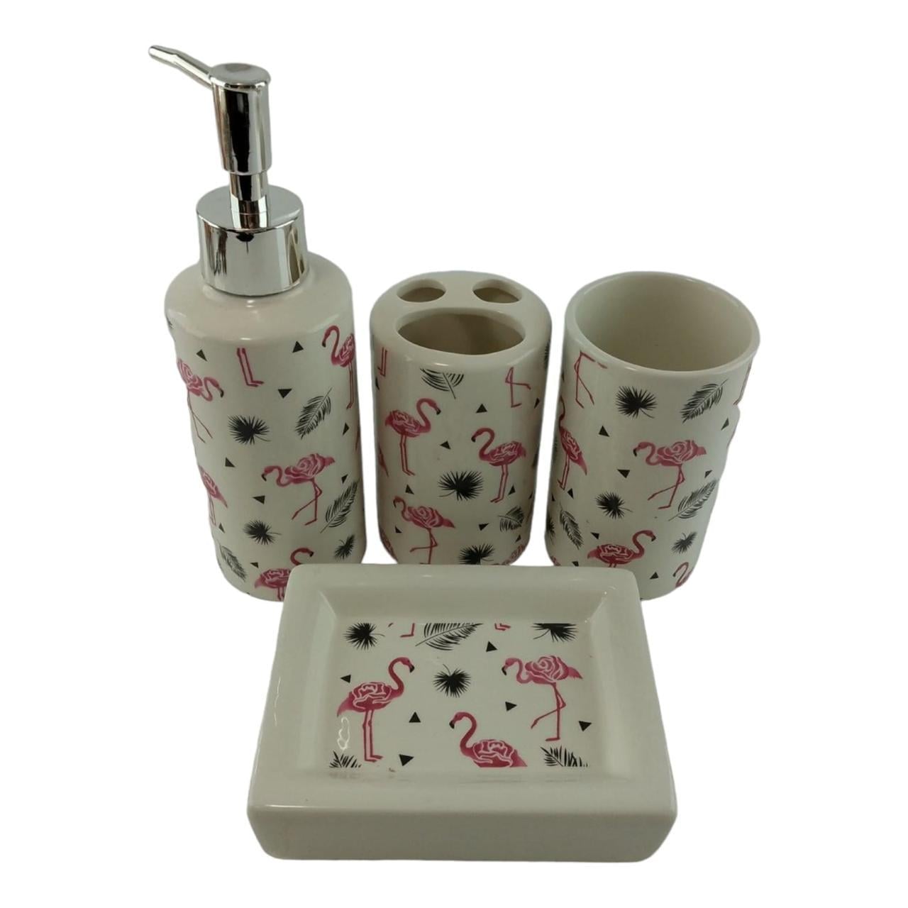 Набор для ванной керамический Розовый Фламинго (35082A)
