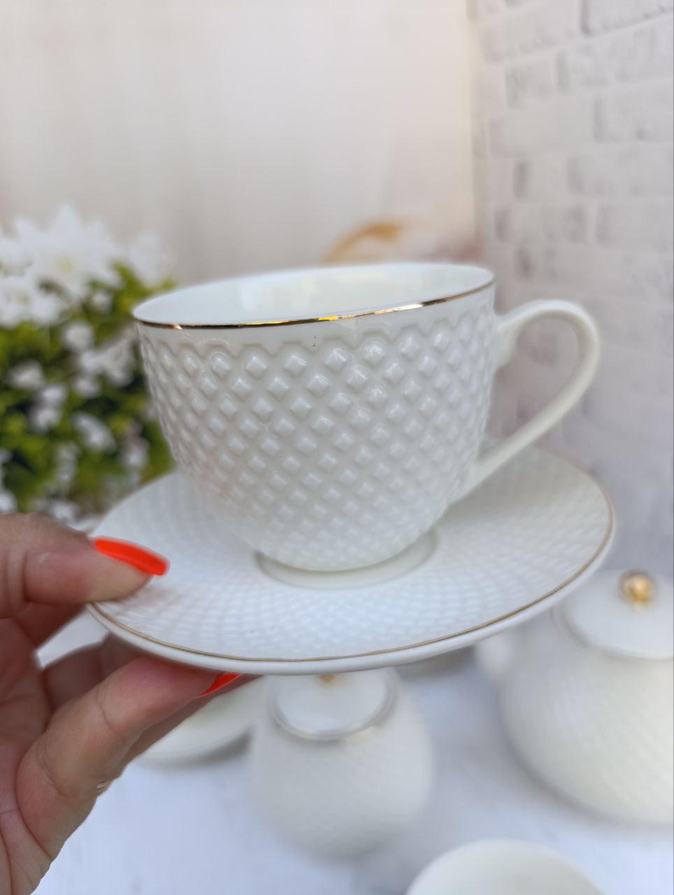 Чайний сервіз SNT Белла порцеляна 260 мл/460 мл/1 л 14 предметів Білий (18041-00) - фото 8