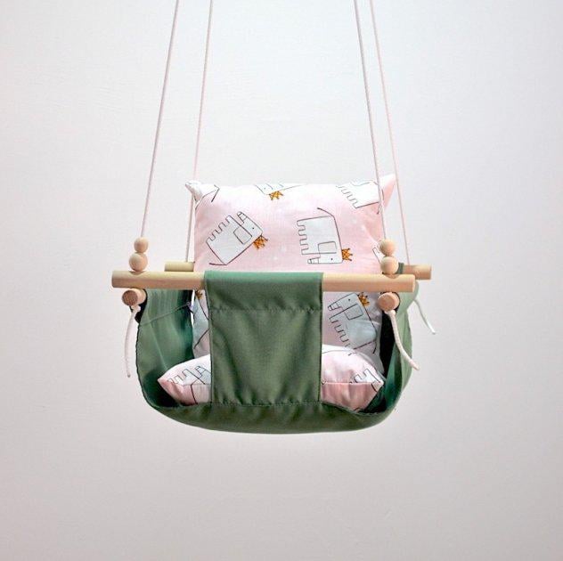Дитяча гойдалка Infancy Слоники Оливковий (10142313) - фото 2 Дитяча гойдалка Infancy Слоники Оливковий (10142313) - фото 2