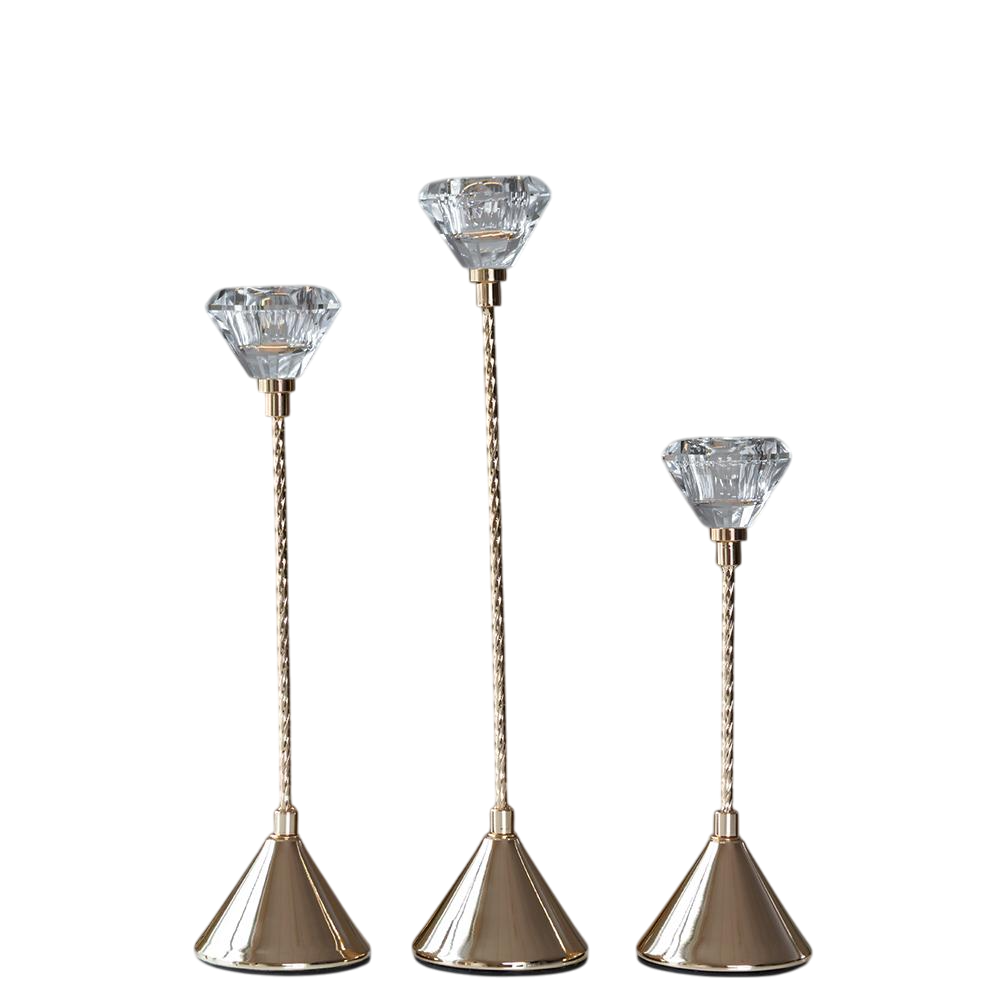 Набір декоративних свічників для інтер'єру Кришталева корона 3 шт. зі скла та металу Прозорий (147-81-9285-001)