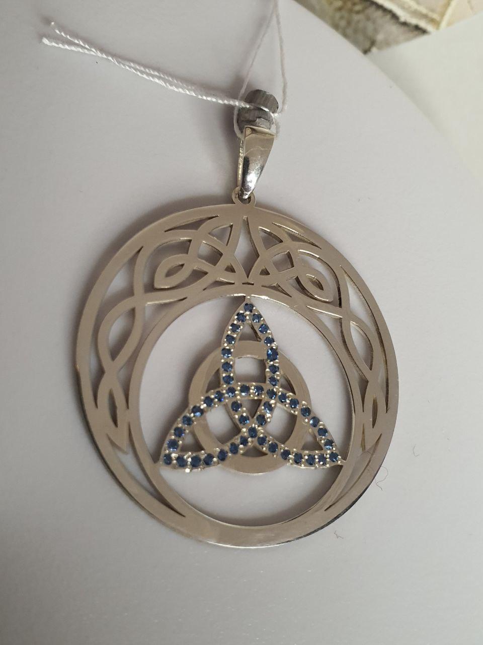 Срібний кулон підвіс триквер в лунниці 925 проба каміння циркон Синій (2785833337) - фото 5