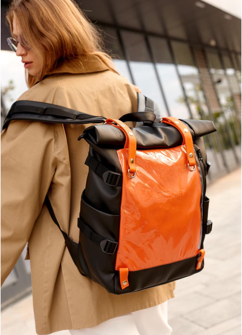 Рюкзак женский Sambag RollTop Hacking Черно-оранжевый (24460129) - фото 3 Рюкзак женский Sambag RollTop Hacking Черно-оранжевый (24460129) - фото 3