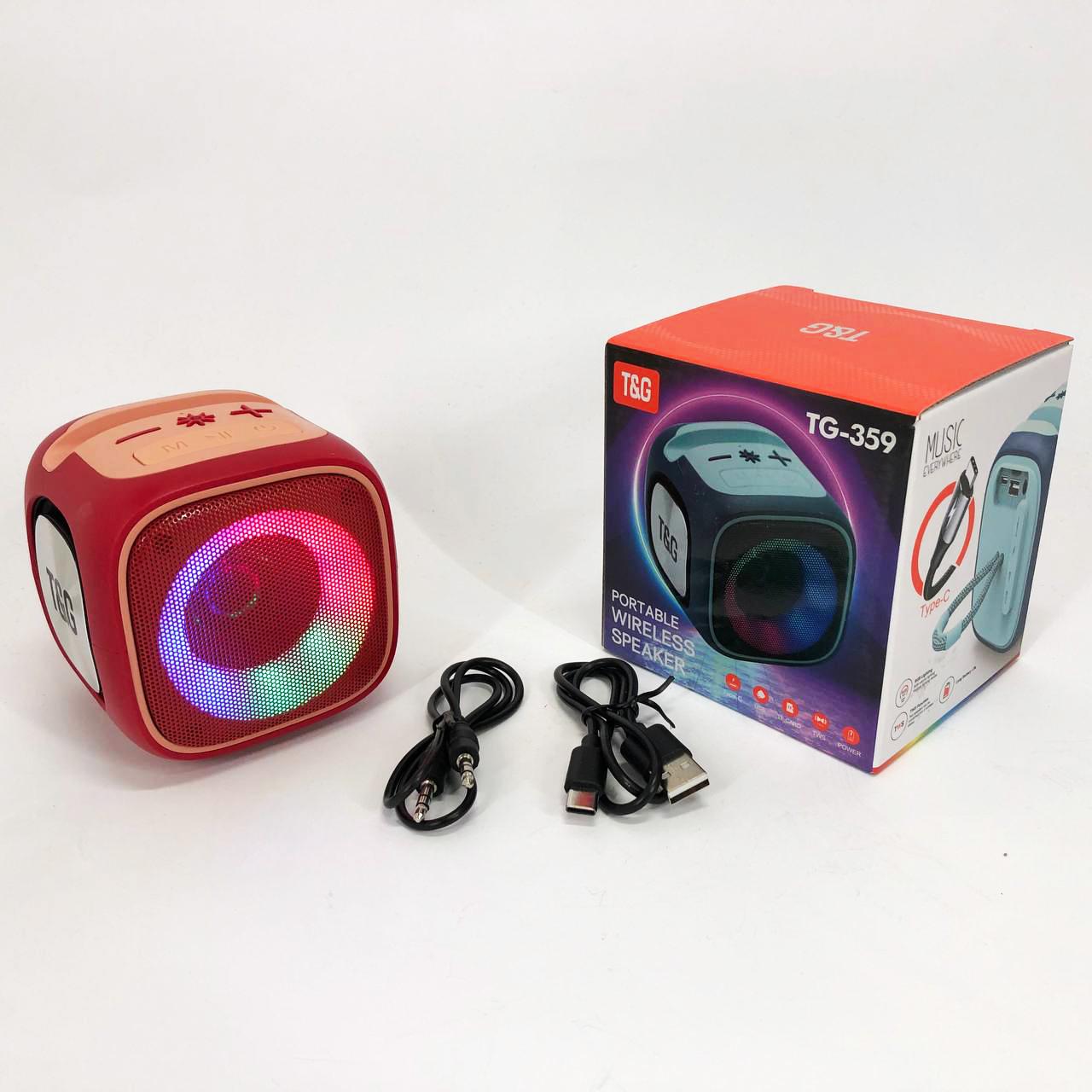 Колонка портативна 7W з RGB підсвічуванням Червоний (TG359) - фото 3