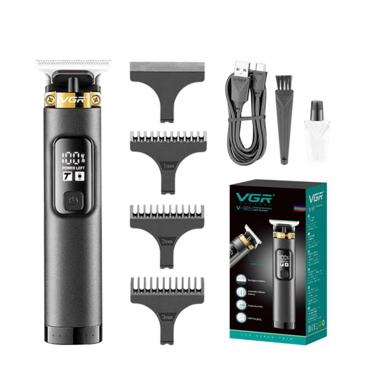 Триммер-машинка для стрижки волос/бороды и усов VGR V-985 LCD 4 насадки Черный