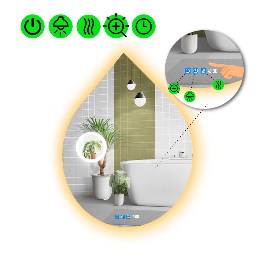 Дзеркало з LED підсвіткою Goccia 2 з трьома сенсорами 60x50 см (8737798)