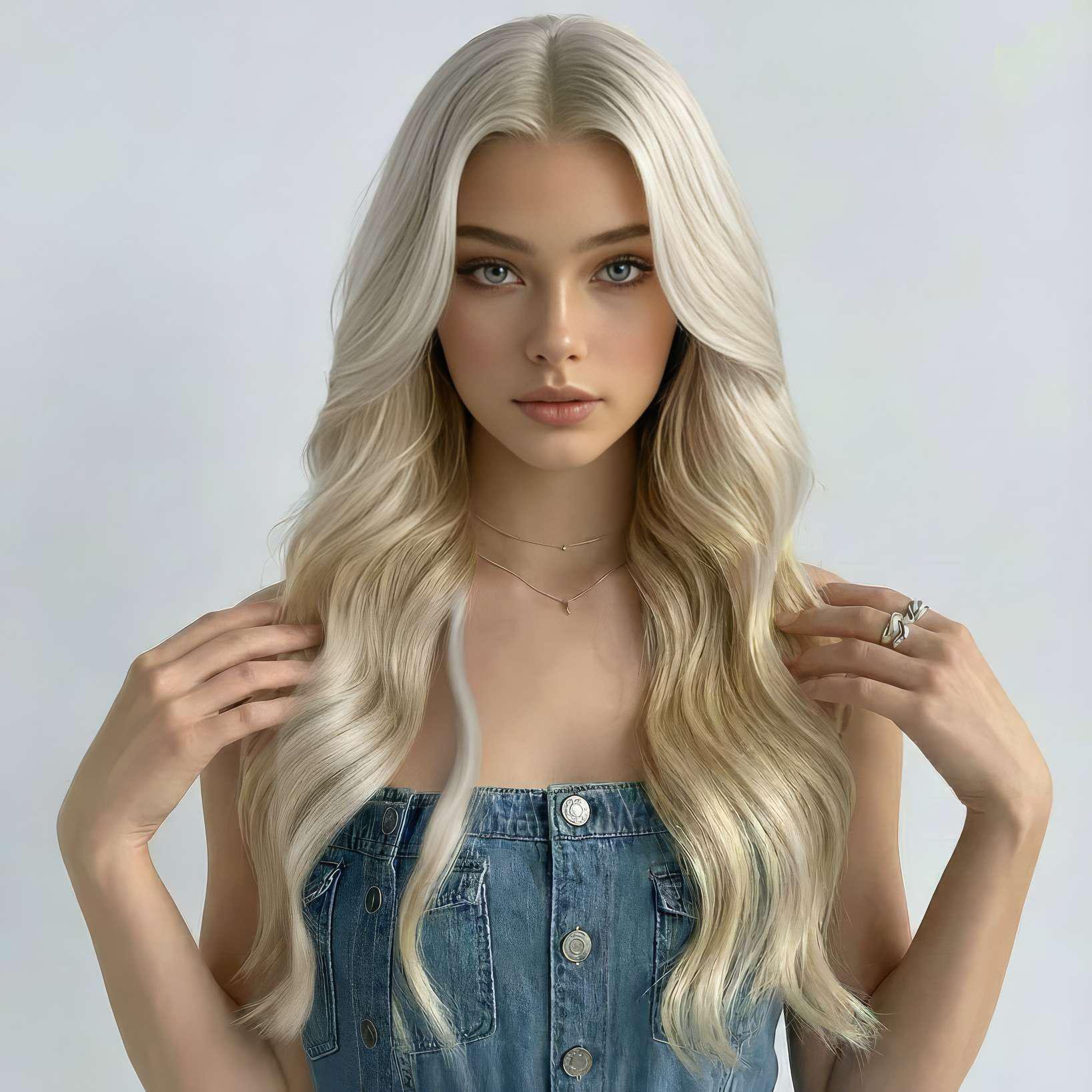 Перука жіноча хвиляста довга зі штучного волосся 70 см Блондин - фото 2