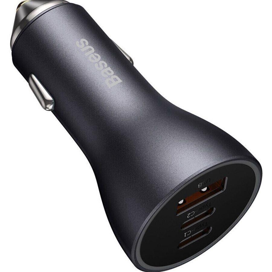 Автомобильное зарядное устройство Baseus Golden Contactor Pro Triple Fast Charger Car Charger 65W U+C+C Dark Gray (CGJP010013) - фото 4